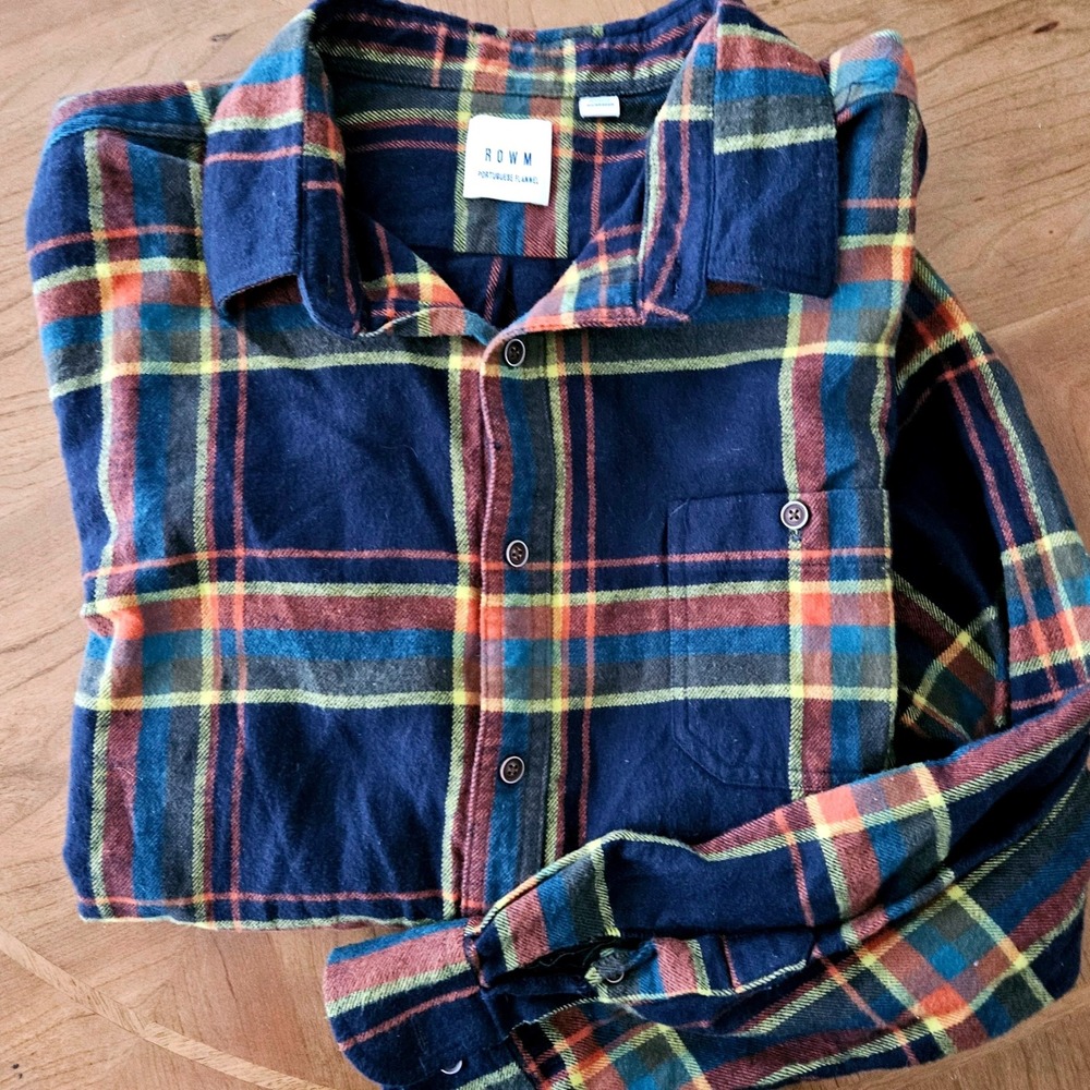 ROWM Portuguese Flannel Plaid Shirt XXL 100% Cotton Button Up Workwear Indie